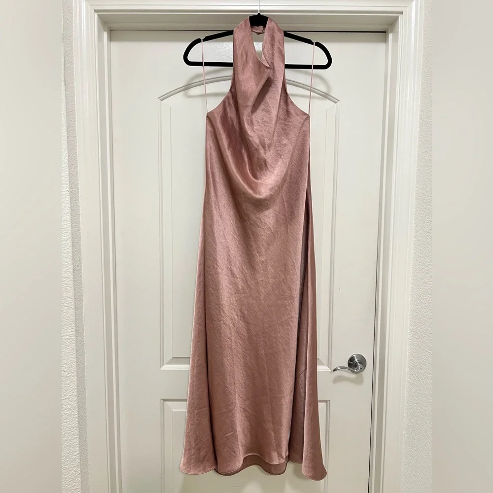 NWOT Vince Halterneck Maxi Dress with Pearl Closure and Open Back - Picture 9 of 15